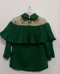new Green off shoulder netted top