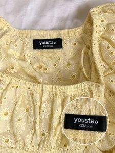 Yellow Off-Shoulder Peplum Top