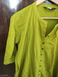 3/4th Sleeve Shirt Style Kurta For Women, Green
