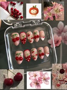 Cute Handmade Cherry Press-On Nails