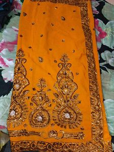 Georgette Embroidery Saree With Blouse Unstitched