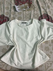 Chic White Textured Top zudio