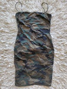 Camo Print Spaghetti Strap Bodycon Dress👗✨