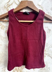Maroon Ribbed Tank Top