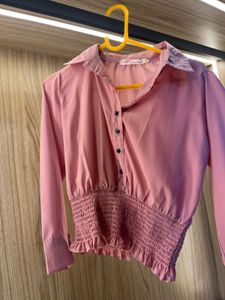 Chic Smocked Waist Button-Up Top