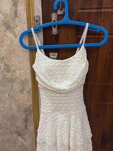 Chic White Lace Mini Dress Padded