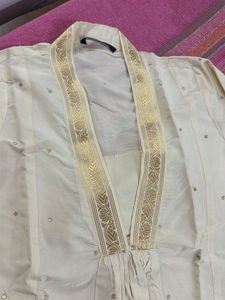 Elegant Cream Kurta with Gold Trim