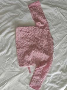 Pink Chikankari 3 pcs Kurta Set with Palazzo