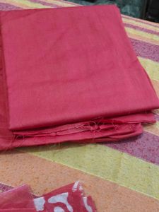 batik print red suit with cotton dupatta