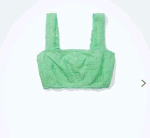 American Eagle Green Lace Cropped Tank