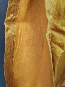 Orange Silk Kurta with Embroidered Neckline