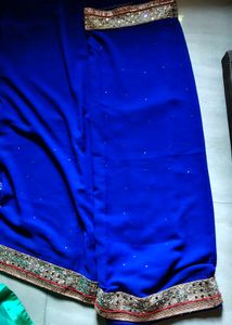 Royal Blue Embellished Saree