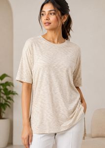 Comfortable Beige Textured T-Shirt