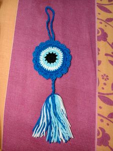 Crocheted Evil Eye Tassel Bag charm
