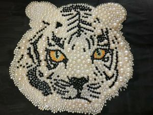 Embellished Tiger Face with pearls and stones