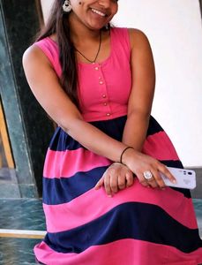 Pink & Navy Striped Dress