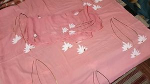 Beautiful Pink Floral unstitched dress material