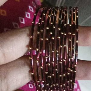 Burgundy &amp; Gold Beaded Bangles