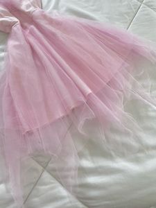 baby pink fur mini asymmetrical babydoll dress