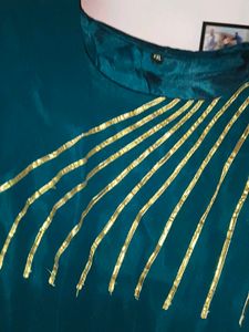 Teal Kurta with Gold Embellishment