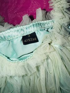 Net Light Green Tulle Kids Frock