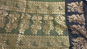 Elegant Green Saree with patch work blouse