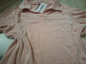 Chic Pink Ribbed Top