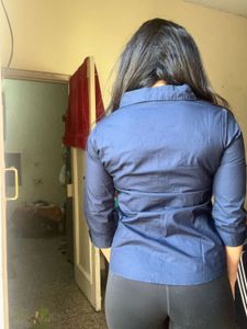 New Classic Navy Blue Button-Up Shirt