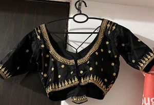 Elegant Black &amp; Gold Embroidered Blouse