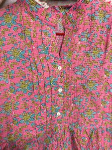 Pretty Pink Floral Print short kurti