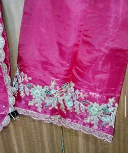 Embroidered Magenta Kurta with plazo and dupatta