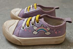 Babyhug Cute Purple Unicorn Rainbow Sneakers