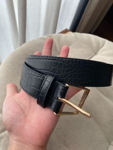 H&amp;M Classic Black Belt with Gold Buckle