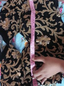 Heavily embroidered Black Velvet Blouse
