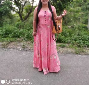 Beautiful Pink Floral Maxi Dress XXL size 42