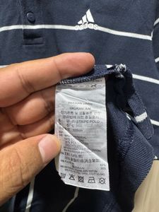 Adidas Navy Blue Striped Polo T-Shirt