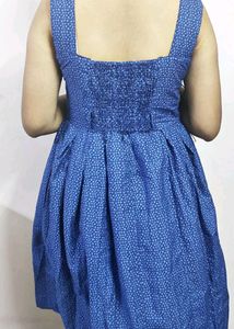 Blue Flared Pattern Frock