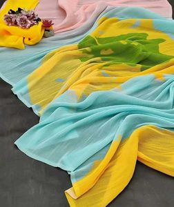 Pleated Color Block Saree With Peticotte And Bloue
