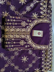 Semistitched Embroidered With Mirror N Stones Work