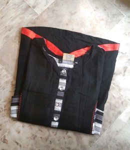 Brand New long black &amp; white cotton kurti