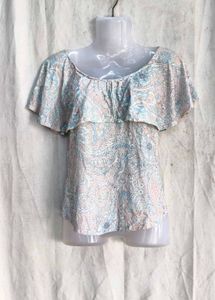 Boho Paisley Print Flutter Sleeve Top