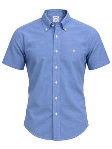 BROOKS BROTHERS Men's Blue Short Sleeve Button-Dow