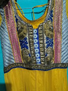 Yellow Embroidered Anarkali Suit