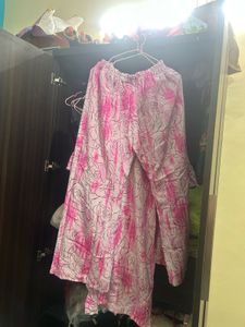 Pink Rose Print Kurta set