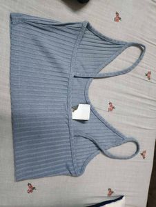 Light Blue Ribbed Crop Top