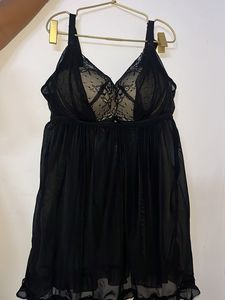 Elegant Black Lace Nightgown