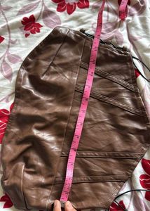 y2k Brown Faux Leather Corset Top