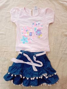 Denim Skirt &amp; T-shirt Set
