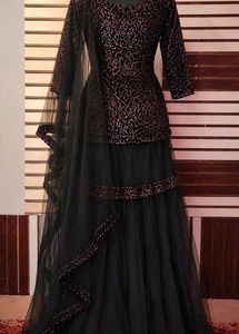 Sparkling Black Tiered Lehenga