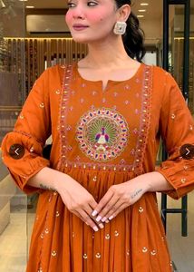 Orange Embroidered Kurta Set with Dupatta